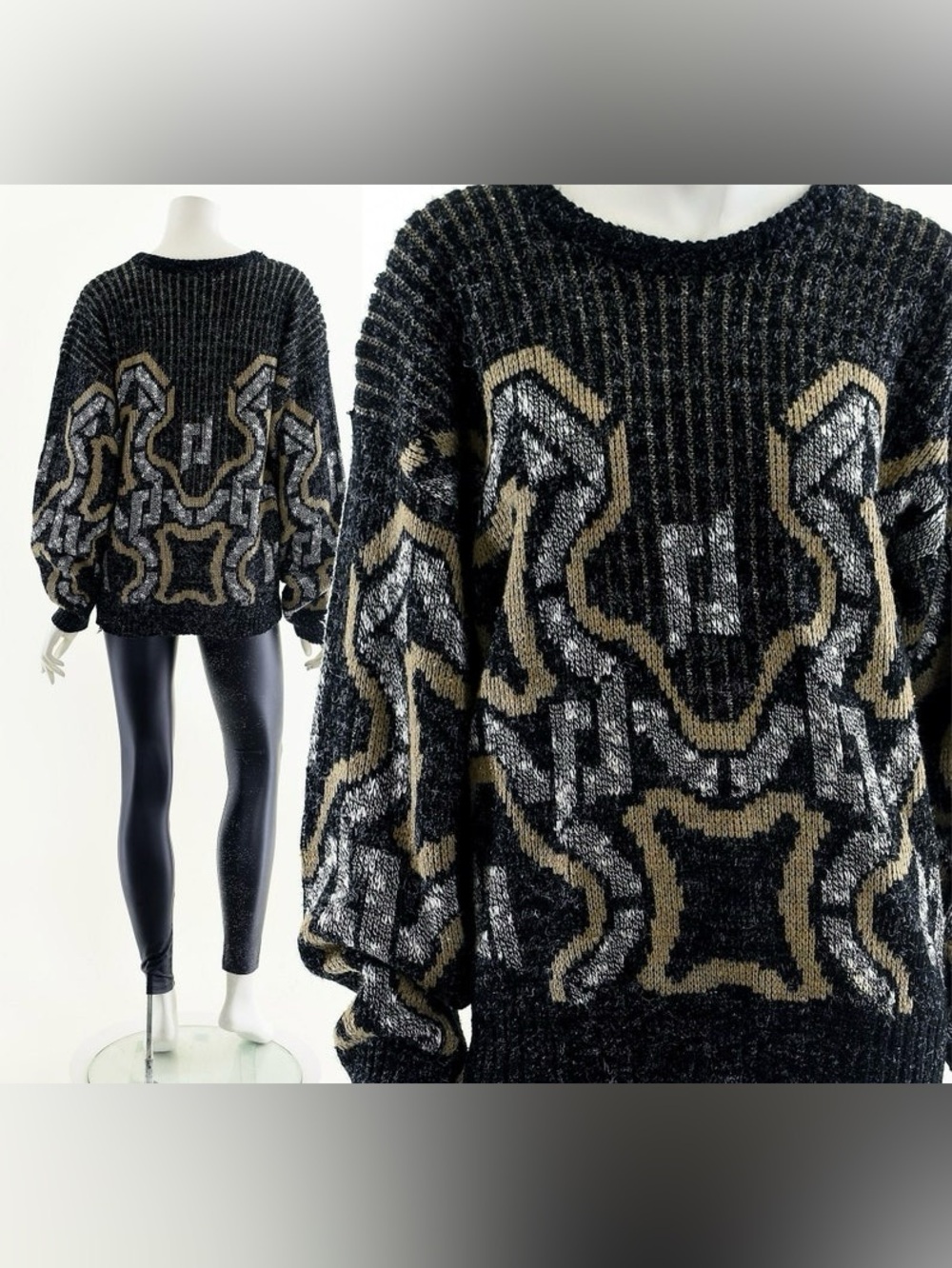 Scandinavian Ornate Speckled Sweater in Medium